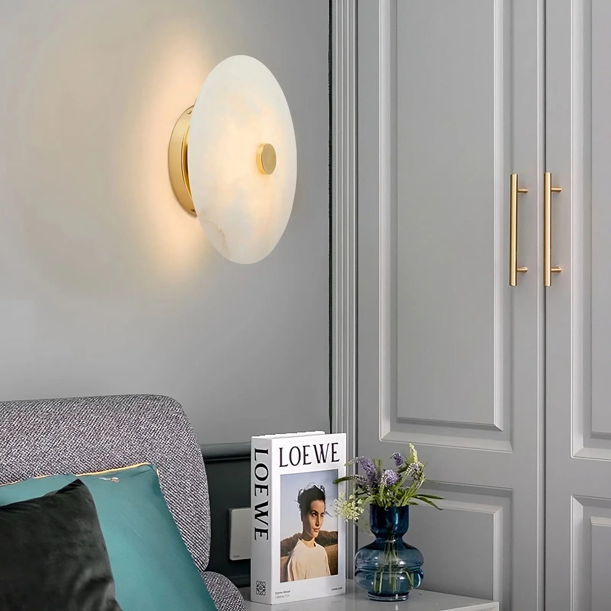 Witney marble and brass wall sconce side profile