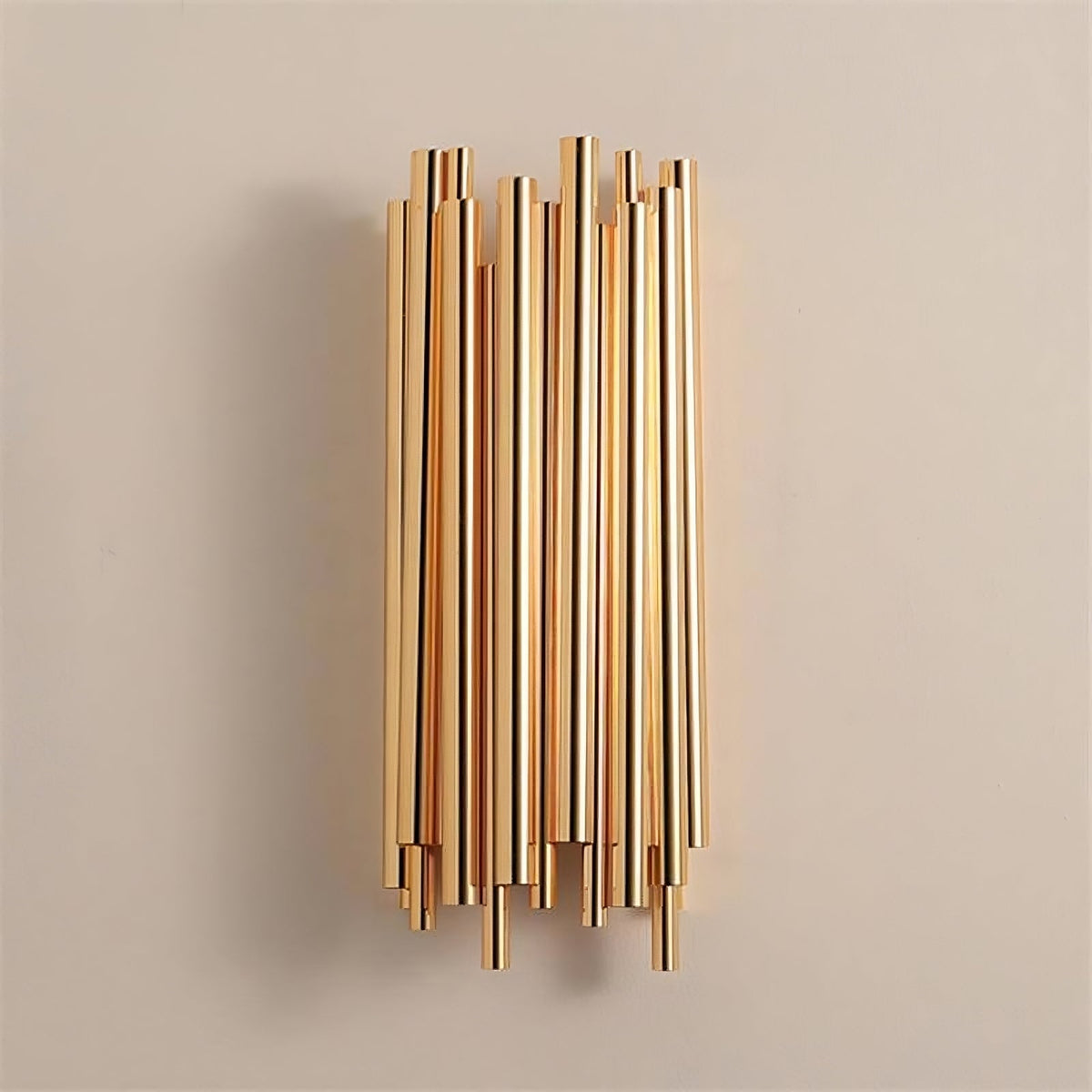 Side view of the Vigo stainless steel wall sconce by Morsale.com showing the 16-inch slender rod profile.