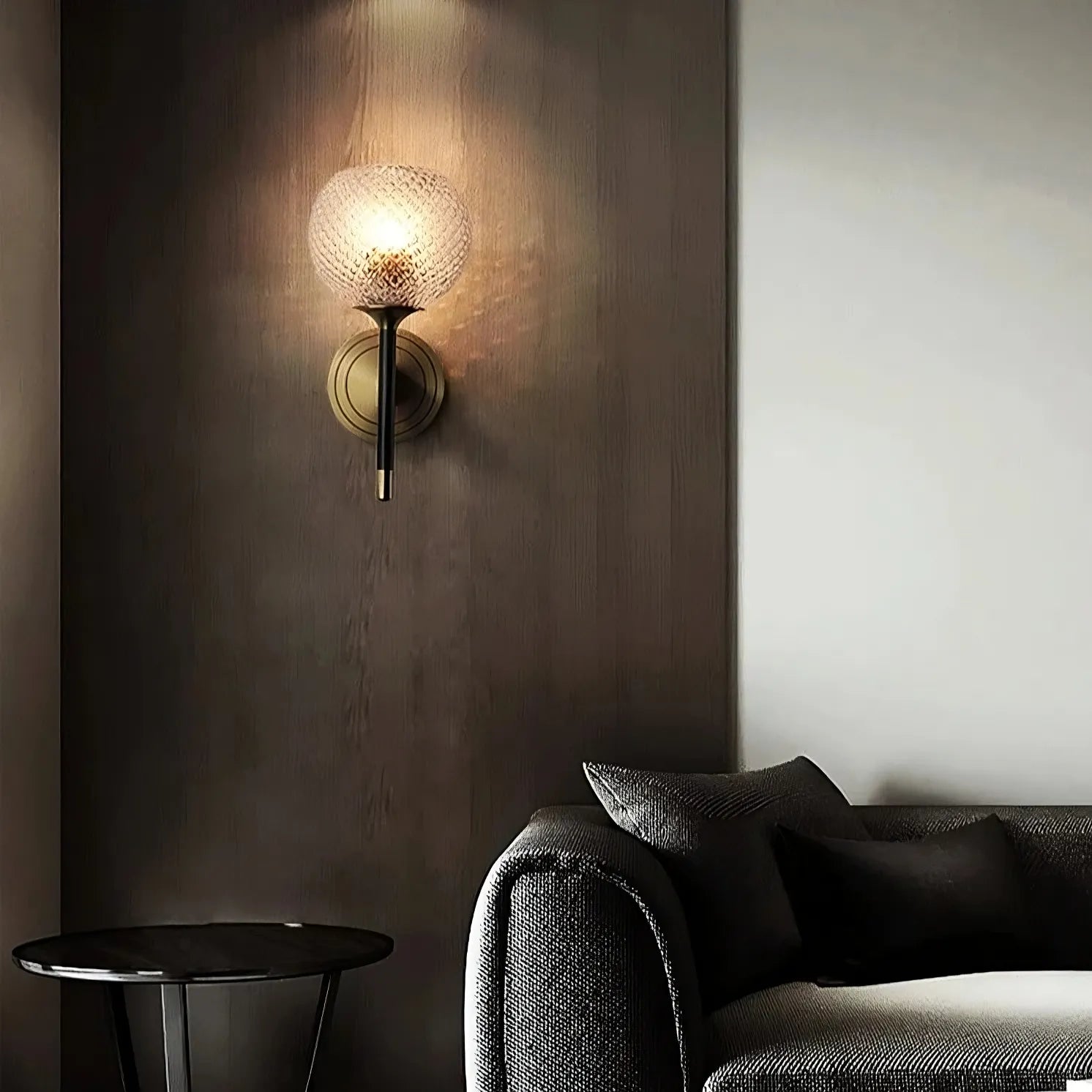Palermo Brass & Textured Glass Wall Sconce Secondary image