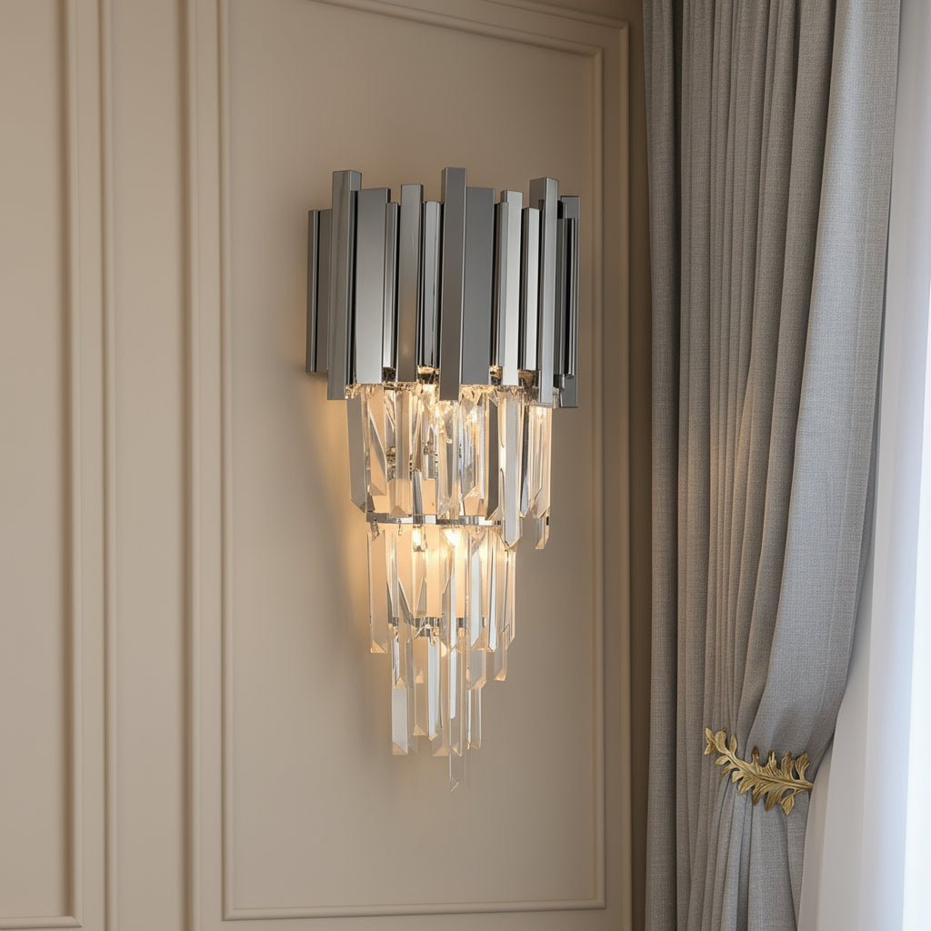 buyGio Crystal & Steel Wall Sconce - Morsale